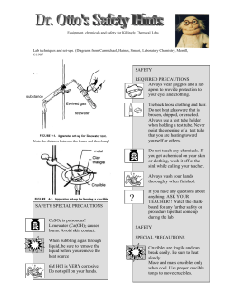 SAFETY SPECIAL PRECAUTIONS CuSO4 is poisonous! Limewater