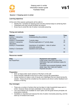 Keepng warm in winter Information session guide Facilitator Notes