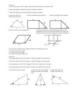 Practice 7A 1. The area of a square is 20 m2. What is the perimeter