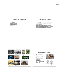 Biology of Organisms Comparative Biology Comparative Biology