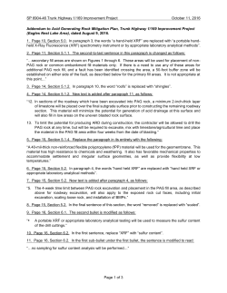 Addendum to Acid Generating Rock Mitigation Plan