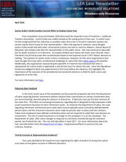 April 2016 Justice Scalia`s Death Scuttles Current Effort to Outlaw