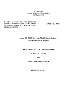 June 29, 2012 Derecho Multi-State Outage and Restoration Report