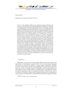 Dogmatism, Learning and Scientific Pratices Introduction