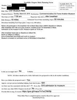 7:30 am 10 miles 30 minutes No Yes $15 admission to museum No