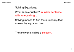 Solving Equations: What is an equation? number