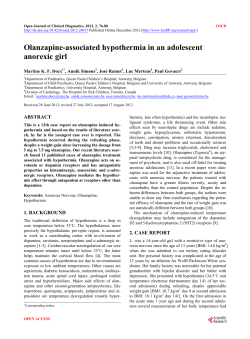 Olanzapine-associated hypothermia in an adolescent anorexic girl