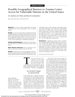 Possible Geographical Barriers to Trauma Center Access for