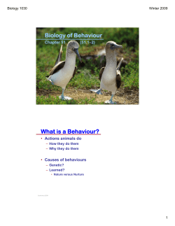 Biology of Behaviour What is a Behaviour?