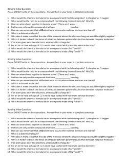 Covalent and Ionic Bonding Video Lesson Questions