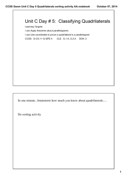 CCSS Geom Unit C Day 5 Quadrilaterals sorting activity AA.notebook
