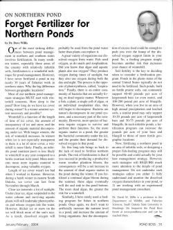 Forget Fertilizerfor Northern Ponds