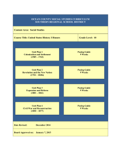 US History I Honors - Southern Regional School District