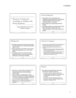 Measures of Expressive Vocabulary in Children with Down