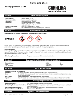 Safety Data Sheet Lead (II) Nitrate, 0.1 M DANGER