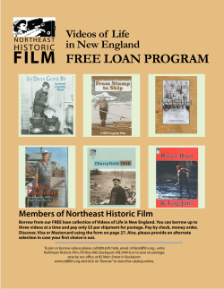 FREE LOAN PROGRAM - Northeast Historic Film