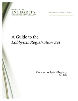A Guide to the Lobbyists Registration Act