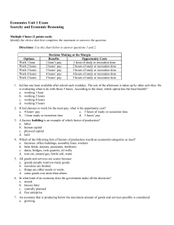 Economics Unit 1 Exam Scarcity and Economic Reasoning