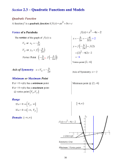 Section 2.3 &ndash; Quadratic Functions and Models