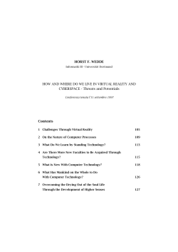 HORST F. WEDDE HOW AND WHERE DO WE LIVE IN VIRTUAL