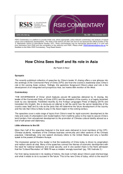 How China Sees Itself and Its role in Asia