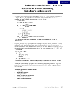Solutions for Bomb Calorimetry, Extra Exercise (Extension)
