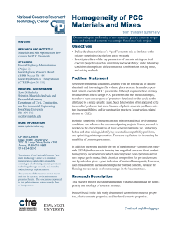 homogeneity of Pcc Materials and Mixes