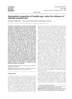 Hydrophobic properties of Candida spp. under the influence of