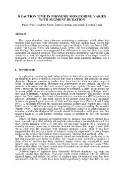 reaction time in phoneme monitoring varies with segment duration