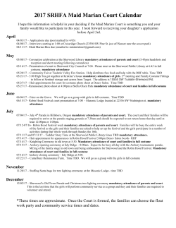 2017 Maid Marian Court Schedule