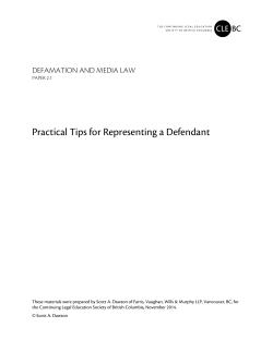 Practical Tips for Representing a Defendant