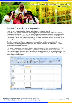 Topic 6: Correlation and Regression