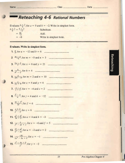Reteaching 4-6 Rational Numbers