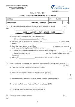 30 / 04 / 2016 I ETAPA &ndash; AVALIA&Ccedil;&Atilde;O ESPECIAL DE INGL&Ecirc;S &ndash; 9.&ordm;