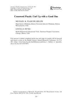 Crossword Puzzle: Curl Up with a Good One