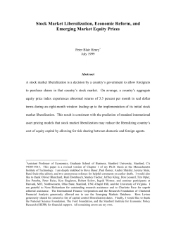 Stock Market Liberalization, Economic Reform, and Emerging