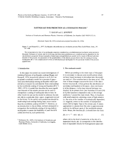 EARTHQUAKE RISKPREDICTION AS A STOCHASTIC PROCESS 1
