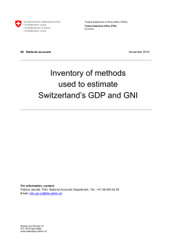 Inventory of methods used to estimate Switzerland`s GDP and GNI