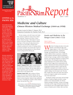 Medicine and Culture - Ricci Institute for Chinese