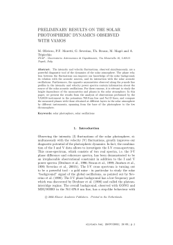 preliminary results on the solar photospheric dynamics observed