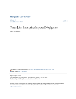 Torts: Joint Enterprise: Imputed Negligence