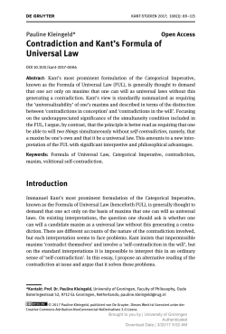 Contradiction and Kant`s Formula of Universal Law
