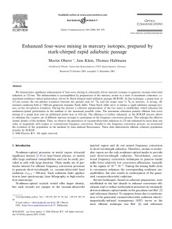Enhanced four-wave mixing in mercury isotopes, prepared by stark