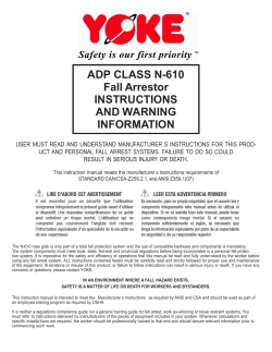 ADP CLASS N-610 Fall Arrestor INSTRUCTIONS AND WARNING