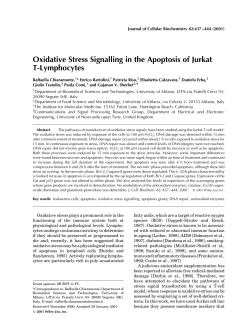 Oxidative Stress Signalling in the Apoptosis of Jurkat T