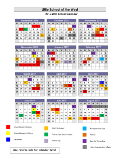 School Calendar - Little School of the West