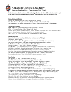 summer reading - Annapolis Christian Academy