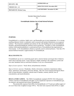 Formaldehyde Solution Use in Small Animal Perfusions