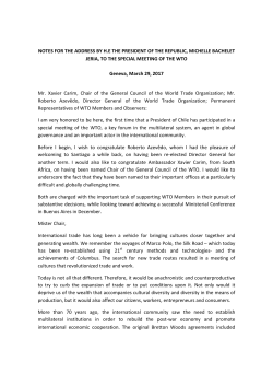 NOTES FOR THE ADDRESS BY H.E THE PRESIDENT OF THE