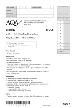 GCE Biology Question Paper Unit05